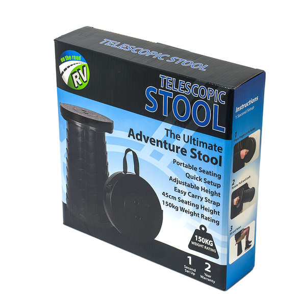 Telescopic Collapsible Portable Stool H: 45cm Black