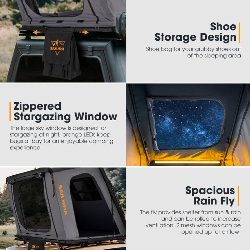 San Hima Kalbarri Gen 2 Roof Top Tent Hard Shell With Ladder + 120W Solar Panel