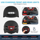 Bike Helmet with Front And Rear Rechargeable LED Lights Matte Black