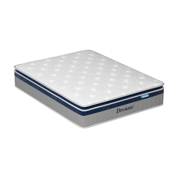 DreamZ Spring Mattress Pillow Top 7 Zone Pocket Spring Memory Foam 32cm Queen