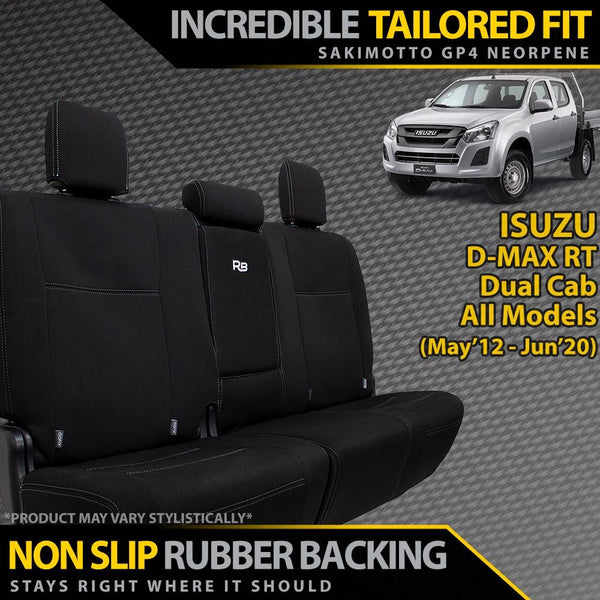 Razorback 4x4 GP4 Standard Neoprene Rear Seat Covers Suitable for a Isuzu D-MAX RT (SX, EX, LS-M, LS-U, LS-Terrain, X-Runner - May 2012 - Jun 2020)