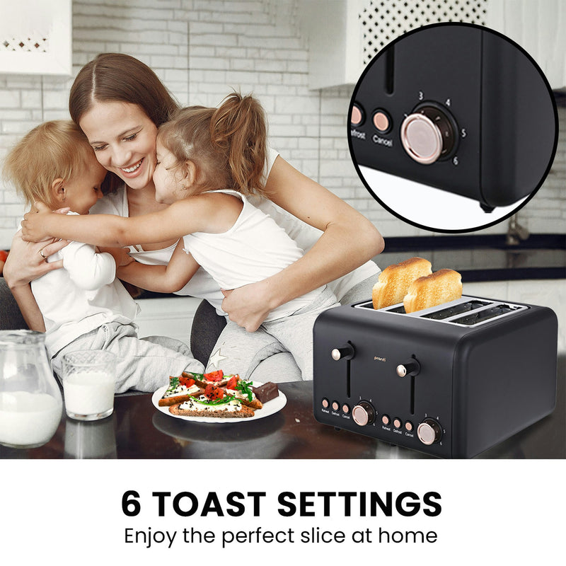 Pronti Kettle, Pronti Toaster and HomeMaid Coffee Machine Breakfast Set - Black