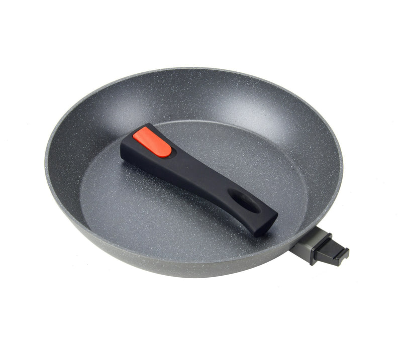 Wildtrak Compact Non-Stick 28cm Frypan Round Frying Pan w/ Detachable Handle BLK