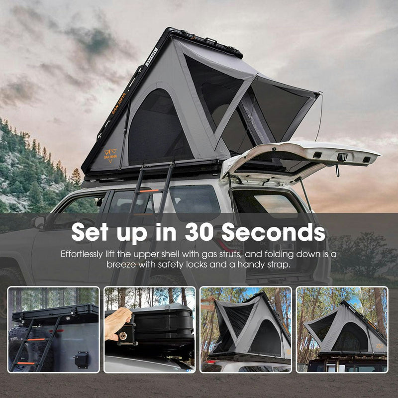 San Hima Kalbarri Roof Top Tent Hardshell With Roof Rack + 200W Solar Panel