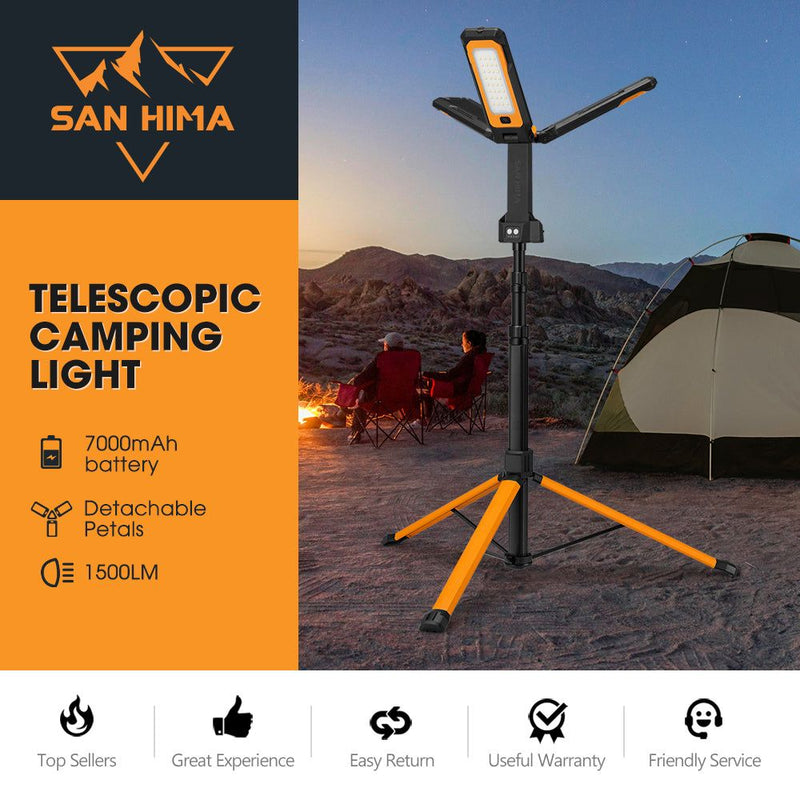 San Hima Telescopic Light Portable Lithium LED Tripod Lamp Camping Rechargeable