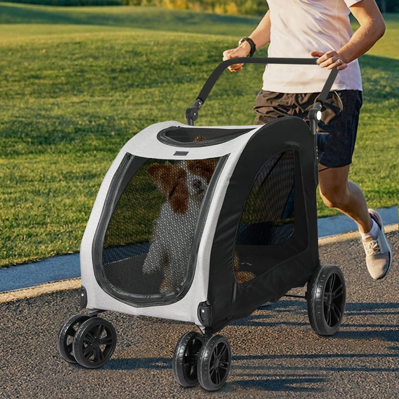 Pawz Pet Dog Stroller Pram Carrier Cat Travel Foldable 4 Wheels 50kg Capacity