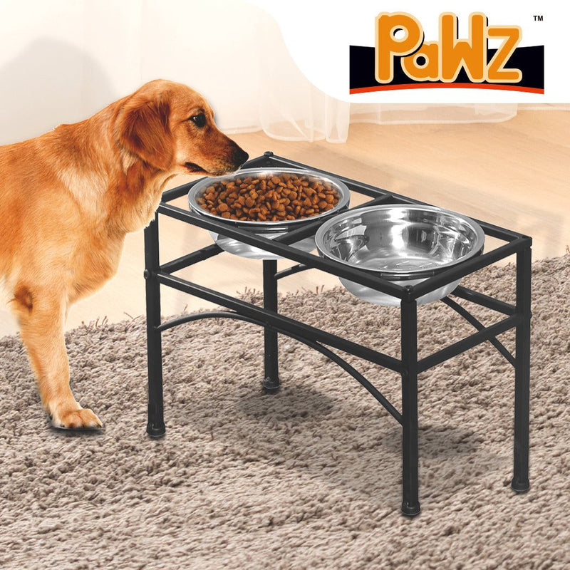 Pawz Dual Elevated Pet Dog Puppy Feeder Bowl Stainless-Steel Food Water Stand