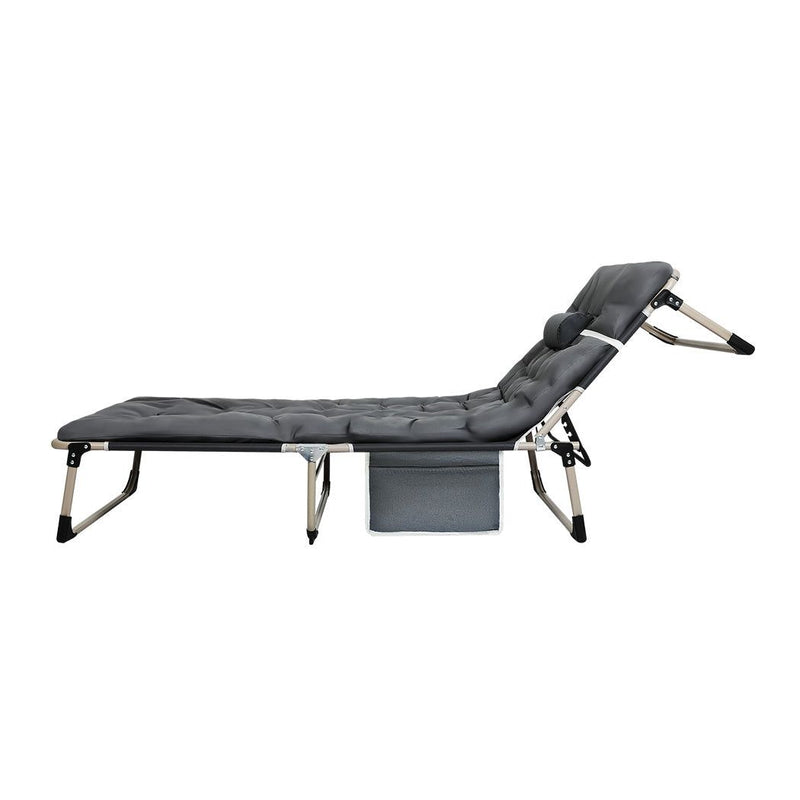 Levede Folding Camping Bed Camping Cot Adjustable Backrest Home Office Outdoor