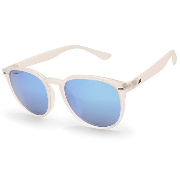 Dirty Dog Racoon Satin Crystal/Grey Blue Mirror Polarised Unisex Sunglasses