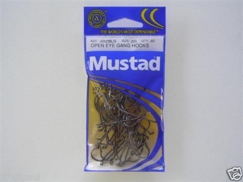 Size 2/0 Mustad 4202bln M.T Point Gang Hooks Chem Sharp Qty 40 Fishing Hooks