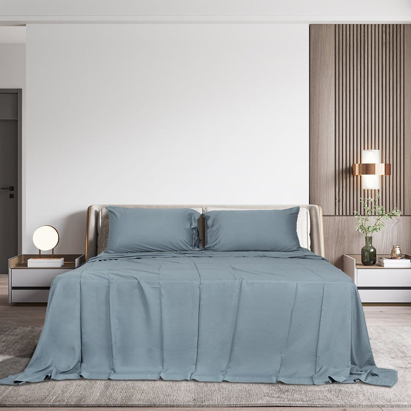 Dreamz Bamboo Sheet Set Fitted Pillowcase Queen Size Grey 4Pcs Set
