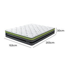 Dreamz King Cooling Mattress Pocket Spring Euro Top Bed Foam 7 Zone 30cm