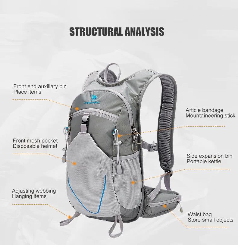 12L Waterproof Mountaineering Backpack Grey