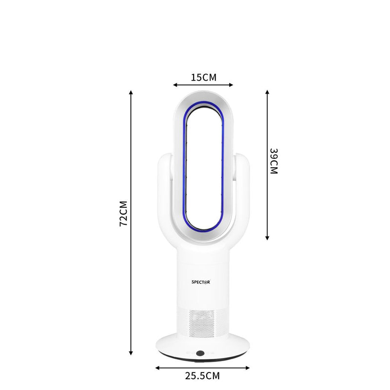 Spector Bladeless Electric Fan Cooler Heater Air Cool Sleep Timer All Season Use