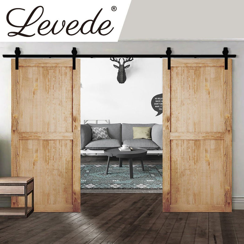 3m Antique Classic Style Double Sliding Barn Door Hardware Track Roller Kit