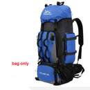 90L Waterproof Camping Backpack with Cover Blue