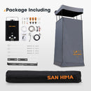 San Hima Camping Shower Tent Awning Fold-Out + Portable 8L Gas Hot