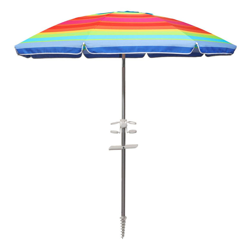 Centra 2.2m Outdoor Beach Umbrella Tilting Tropical Shelter Parasol Rainbow
