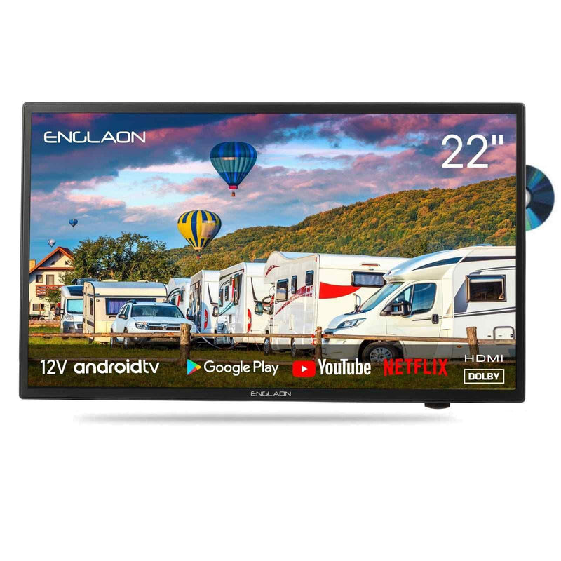 ENGLAON 22’’ Full HD 12V Google TV With Built-in DVD Player, Chromecast & Bluetooth