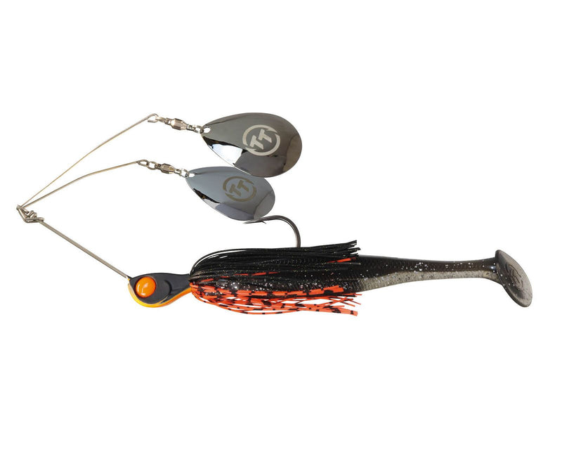 TT Lures 3/4oz Tornado+ Twin Spin Rigged Spinnerbait Lure - ORANGE NIGHTMARE