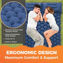 Double Sleeping Pad Inflatable Camping Navy Blue