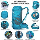 50L Hiking Backpack with Rain Cover Waterproof Rucksack Blue