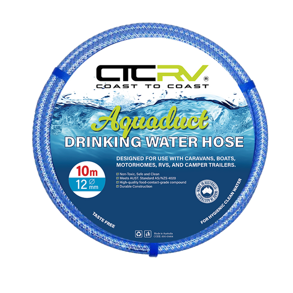 COAST RV Aquaduct 10m Blue Drinking Water Hose - 12mm
