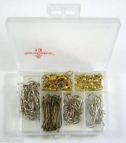 Surecatch Beach Assorted Swivel and Hook Pack In Fishing Tackle Box