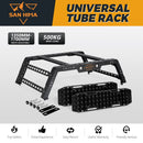 San Hima Universal Ute Tub Rack Steel 3mm + Pair Recovery Tracks Board Black