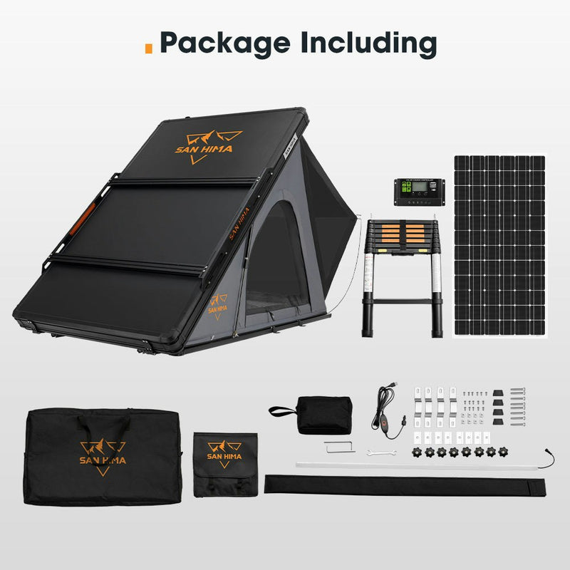 San Hima kalbarri Lite Rooftop Tent Hardshell Grey+250W Solar Panel+Ladder&Rack