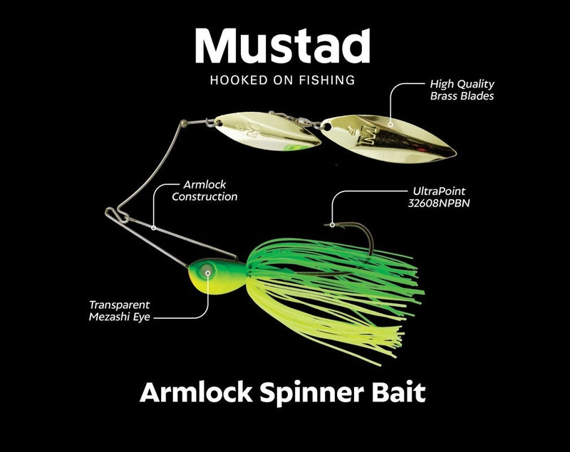 14gm Mustad Armlock Spinner Bait DW Fishing Lure with Double Willow Blades