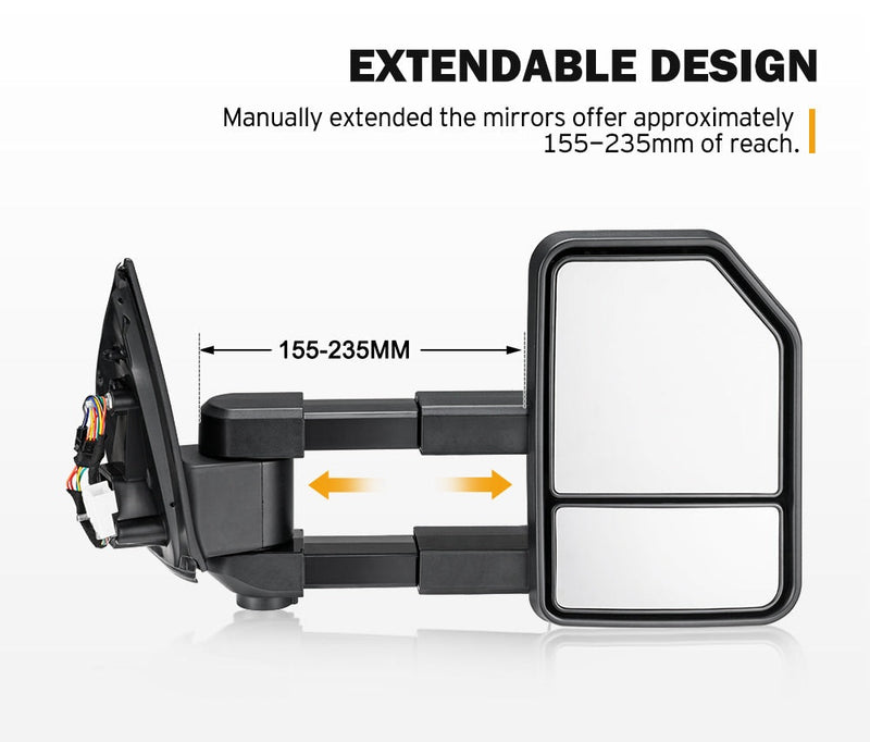 SAN HIMA Pair Extendable Towing Mirrors for Isuzu D-MAX MY2012-MY2019 with Indicator