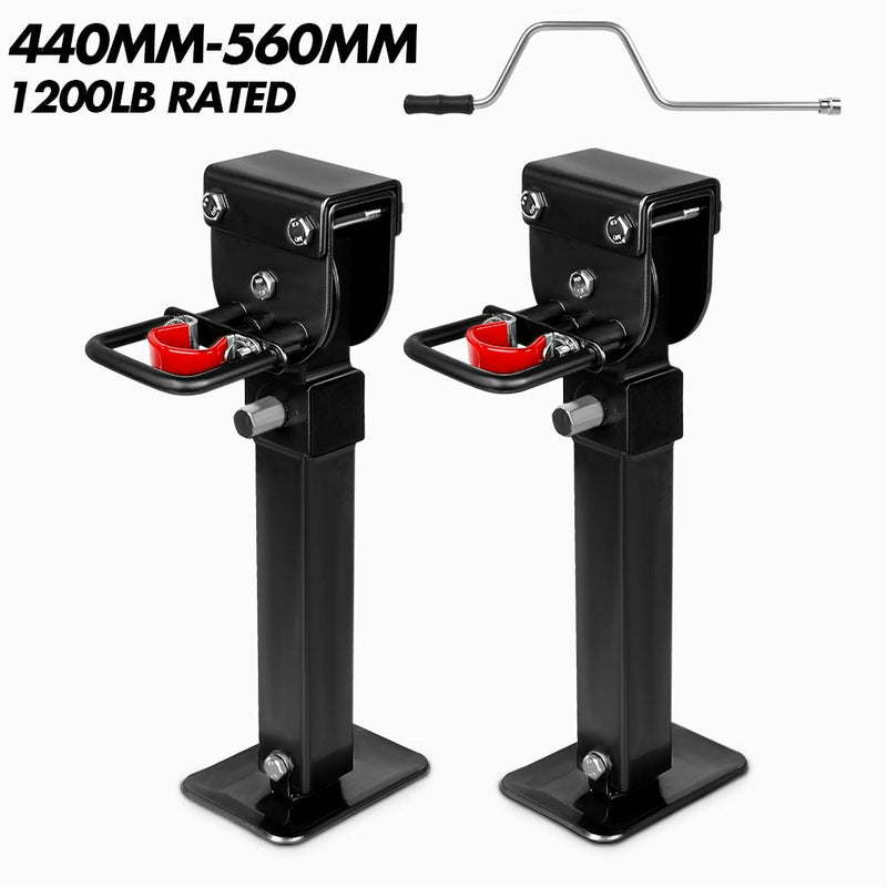 Drop Down Legs 440MM- 560MM Trailer Steel Legs Caravan Corner 1200LBS Black