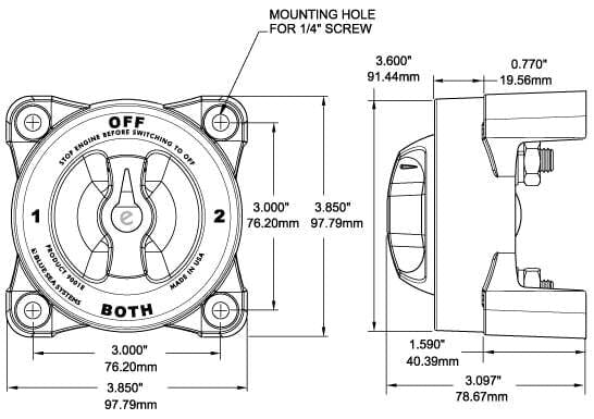 Blue Sea Battery Switch 600A ON/OFF