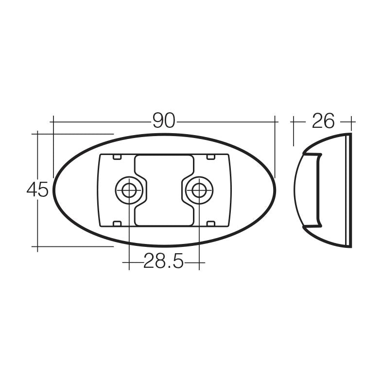 Narva 91404CBL 10-33 Volt Model 14 LED Side Marker Lamp (Red/Amber)