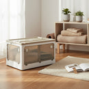 55L Storage Boxes Stackable Container with Lid 5 Sides Open Wardrobe Foldable