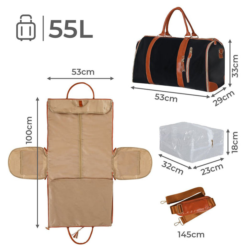 Slimbridge Garment Bags 2 in 1 Hanging Suit Convertible Travel Duffle Black