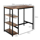 Levede High Bar Table Pub Industrial Storage Shelf Rustic Brown Kitchen 110X60cm