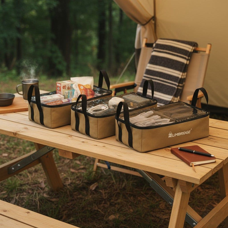 Slimbridge 3Pcs Camping Canvas Storage Bags Adventure Portable Caravan Organiser