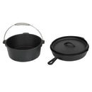 Toque 3Pcs Cast Iron Frying Pan and Cast Iron Pot Set Camping Kitchen Cookware