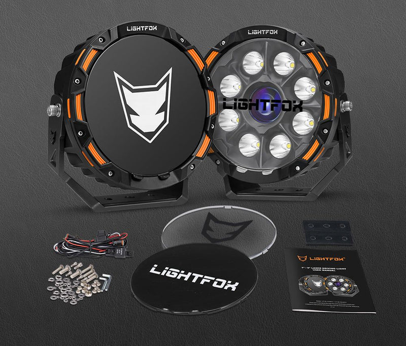 Pair 9inch Meteorx Osram Laser LED Driving Lights 1Lux @ 1,937m 19,478Lumens