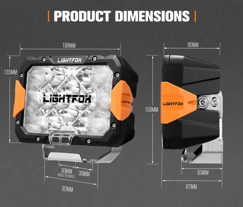 LIGHTFOX Pegasus Series 9inch Osram LED Driving Lights 1 Lux @ 820m 13,560 lumens