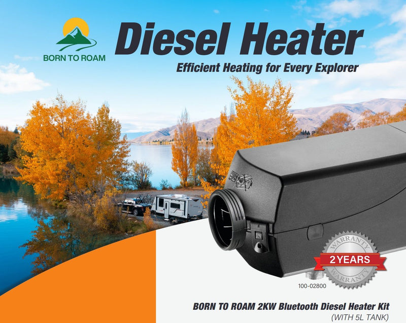 BORN TO ROAM - 2KW Bluetooth Diesel Heater Full Kit | 5L Tank Inc.