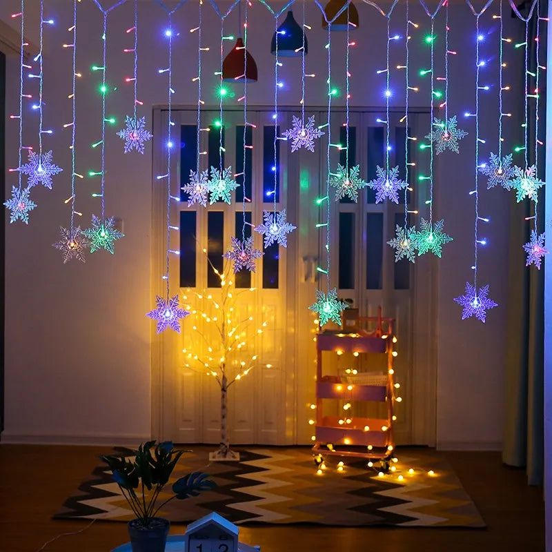 Sparkling Snowflake LED Curtain Lights