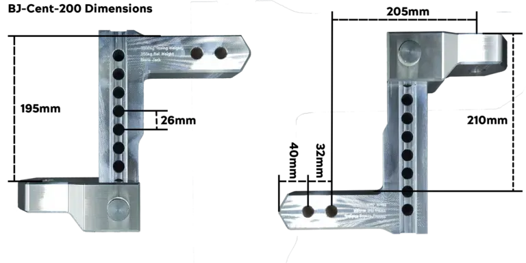 Centurion Lightweight 200mm Aluminium Adjustable Tow Hitch - 3500kg