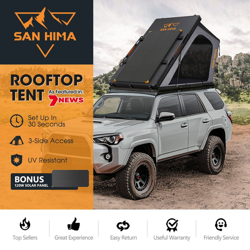 San Hima Kalbarri Gen 2 Roof Top Tent Hard Shell With Ladder + 120W Solar Panel