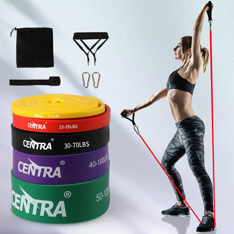 Centra Resistance Bands Heavy Duty Strength Fitness Exercise Loop Gym Yoga 11Pcs