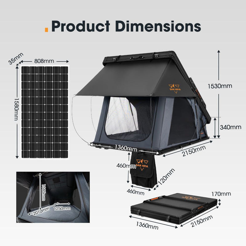 San Hima Kalbarri X Rooftop Tent Hardshell With Ladder 4x4 + 250W Solar Panel