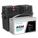12V 100Ah AGM Battery Outdoor RV Marine 4WD Deep Cycle & W/ Strap Battery Box