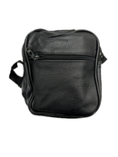 Small Genuine Leather Black Messenger Bag - Shoulder Travel Satchel Crossbody Sling